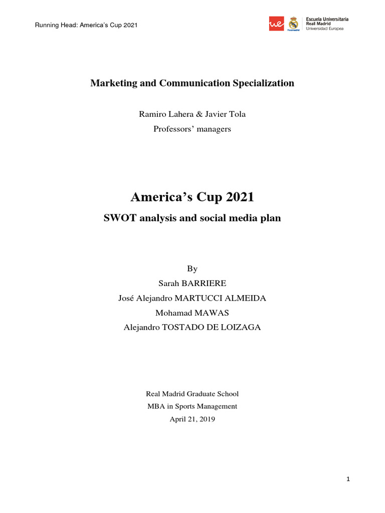 Unit 6 - Group Assignment - America's Cup Auckland 2021 | PDF