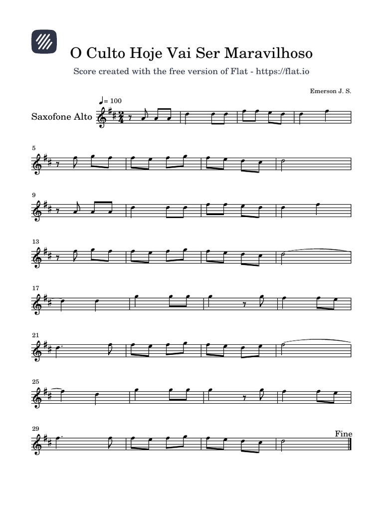 Culto Maravilhoso com Saxofone Alto | PDF