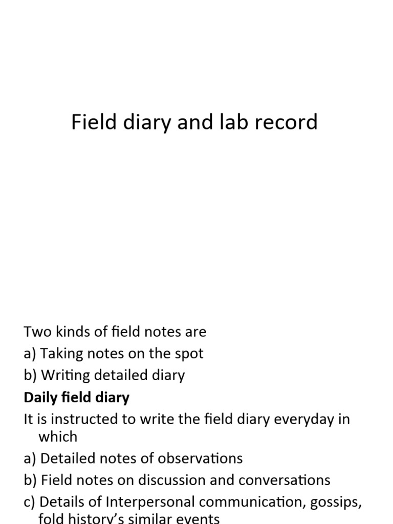 Field Diary and Lab Record PDF