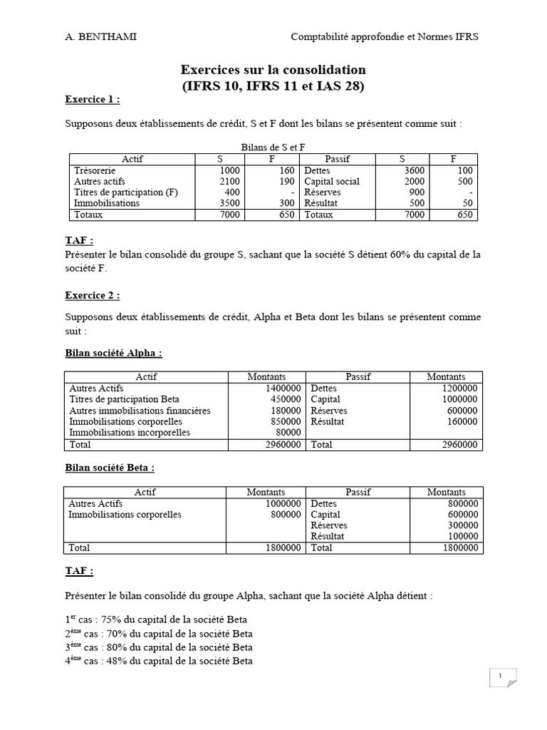 Exercices Consolidation PDF