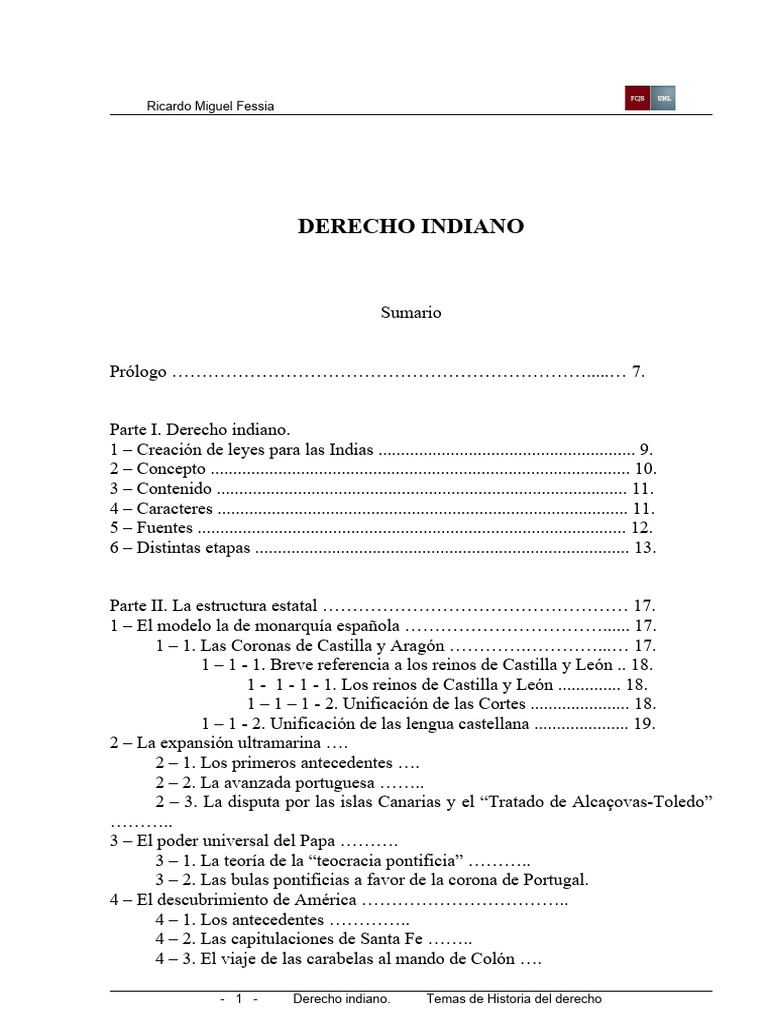Derecho Indiano PDF Institución Imperio español