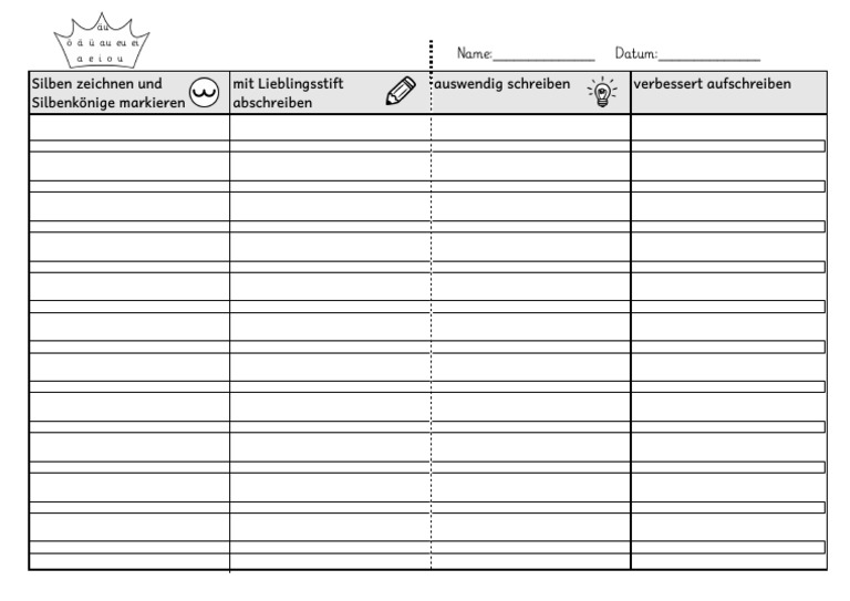 Lernwörter Faltblatt Blanko Kl 3 Pdf