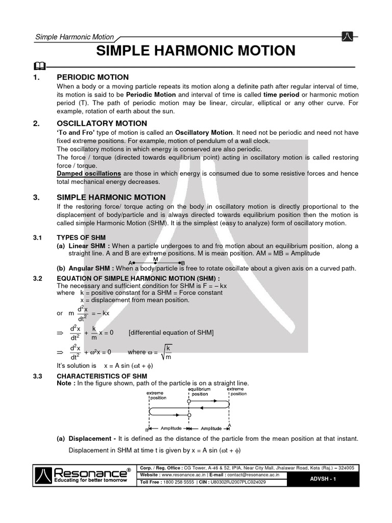 Understanding Simple Harmonic Motion | PDF | Teaching Methods & Materials