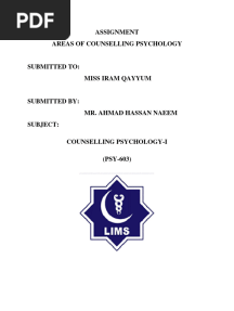 Areas of Counselling