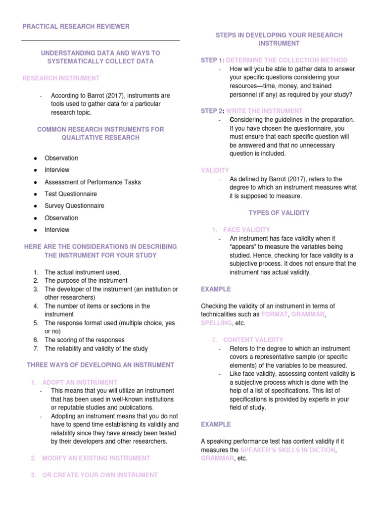 Data Collection Methods in Research | PDF | Validity (Statistics ...