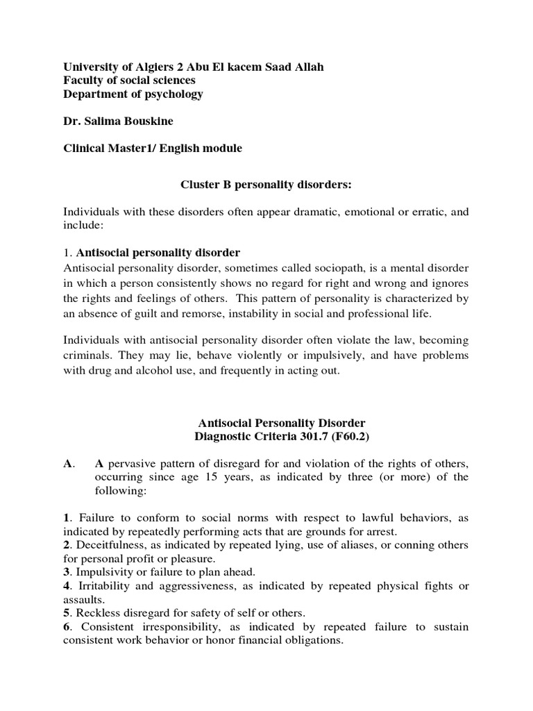 Antisocial Personality Disorder PDF