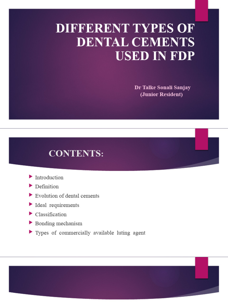 Dental Cements Used in Fixed Dental Prosthrsis PDF