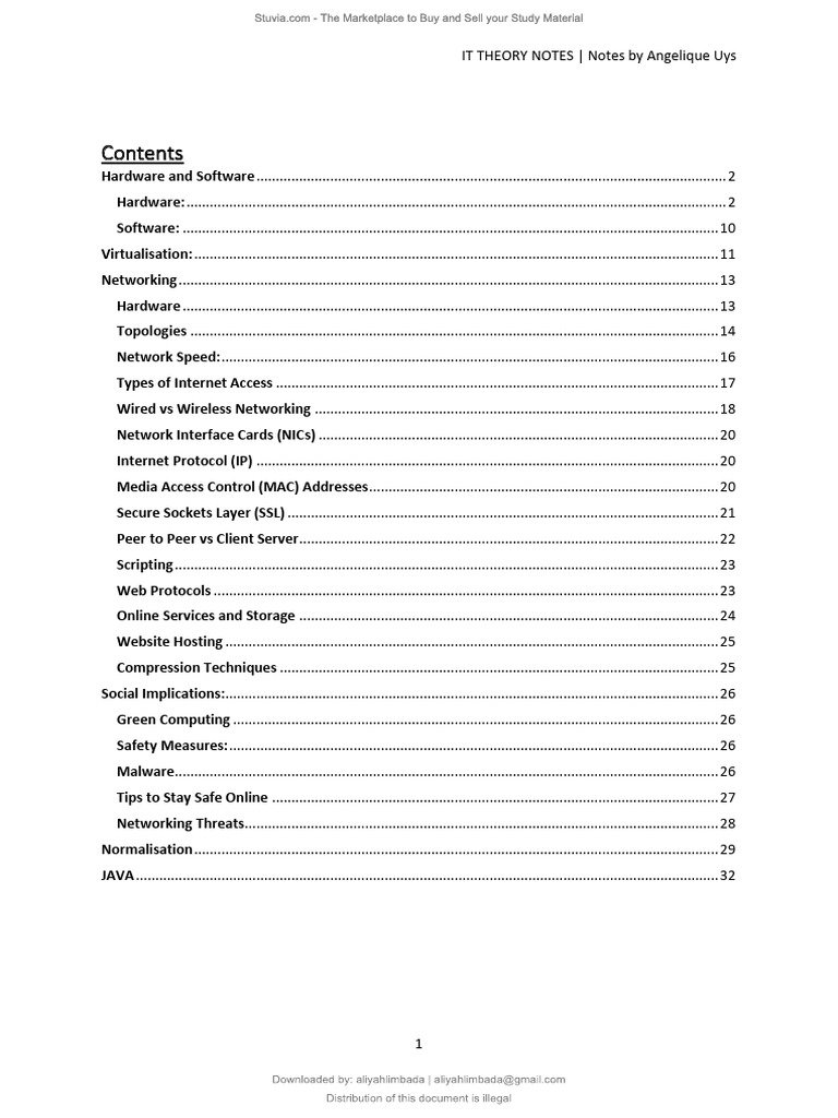 Grade 12 IT Theory Notes Summary | PDF