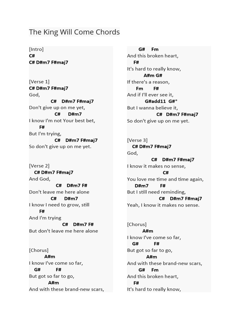 The king will come chords pdf