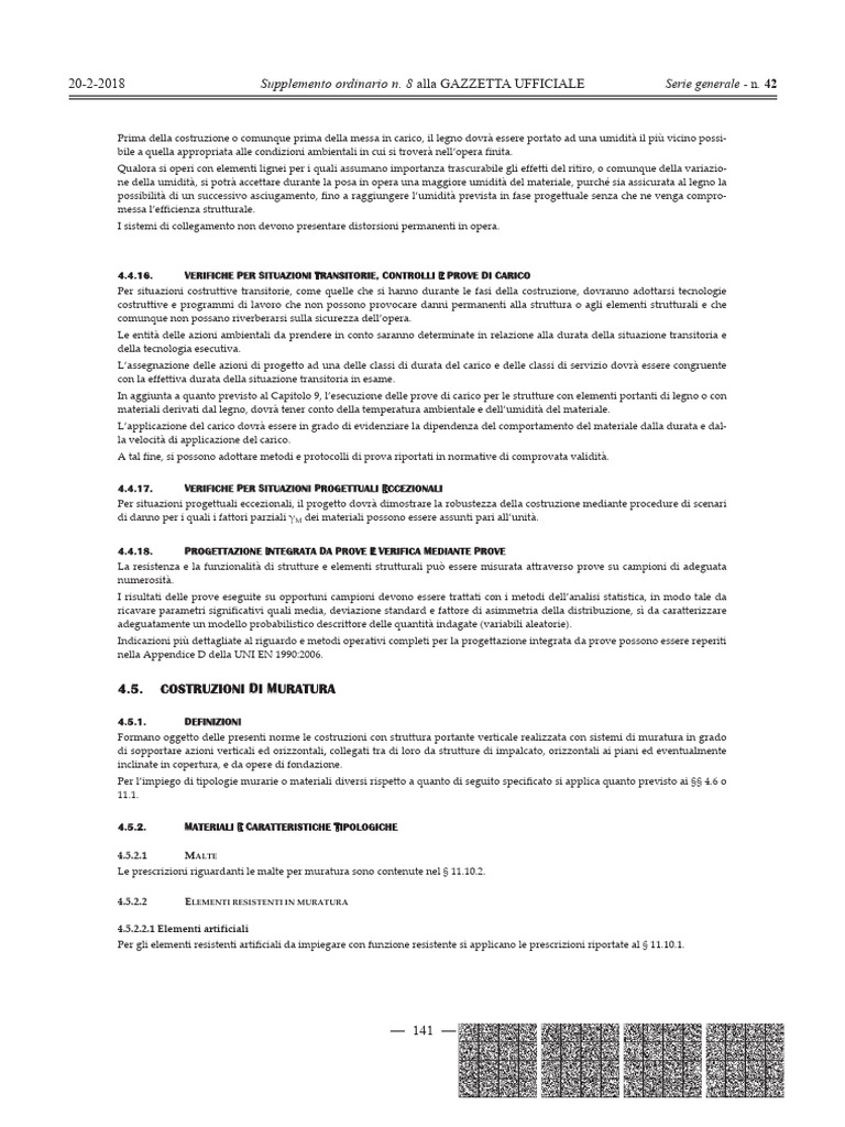 NTC 2018 (Costruzioni Di Muratura) | PDF