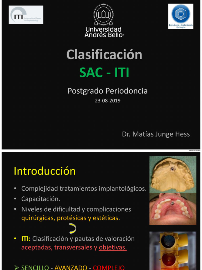 Clase Clasificación SAC - ITI en Implantología - 2019 | PDF