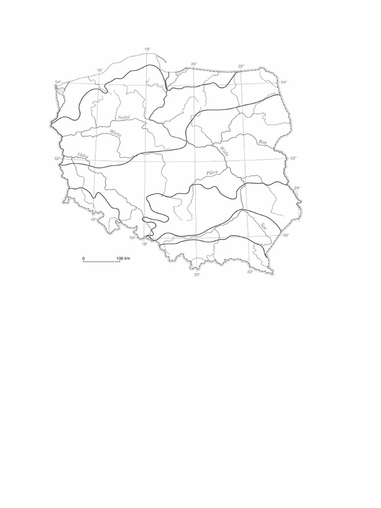 Mapa Ogólnogeograficzna Polski Z Zaznaczonymi Pasami Ukształtowania Powierzchni Mapa Konturowa Polski Pasy Uksztaltowania | PDF
