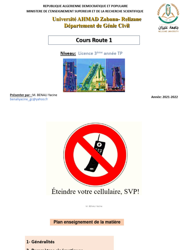 Cours de Route - Licence 3 Génie Civil | PDF