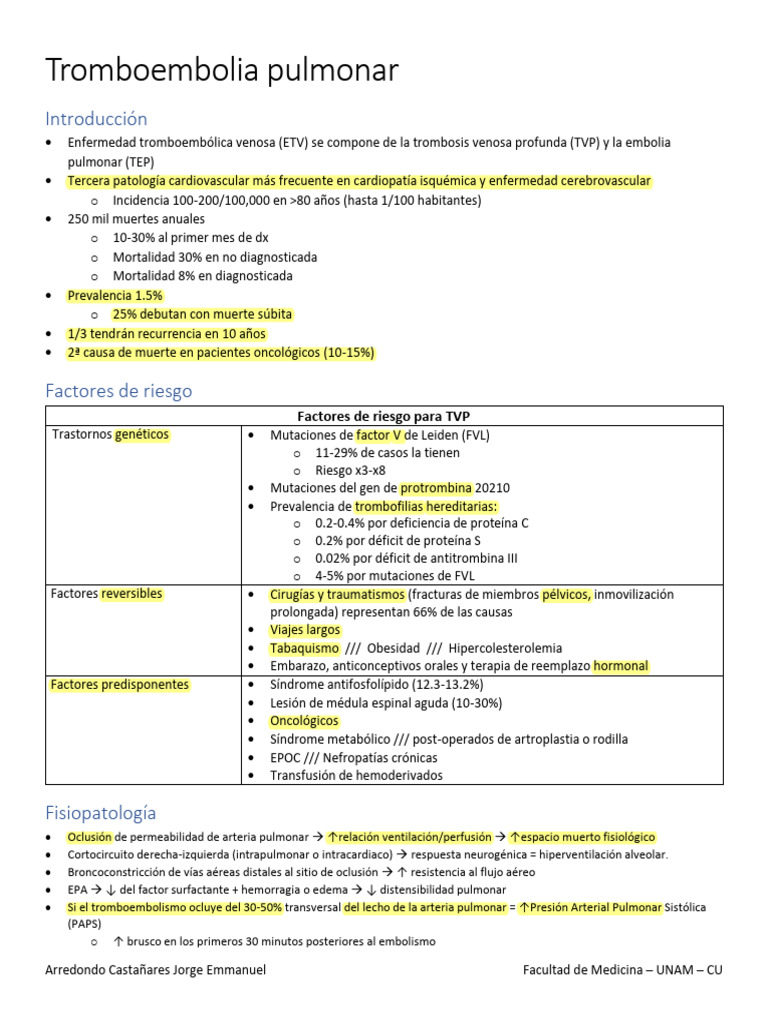 Causas y diagnóstico de TEP | PDF