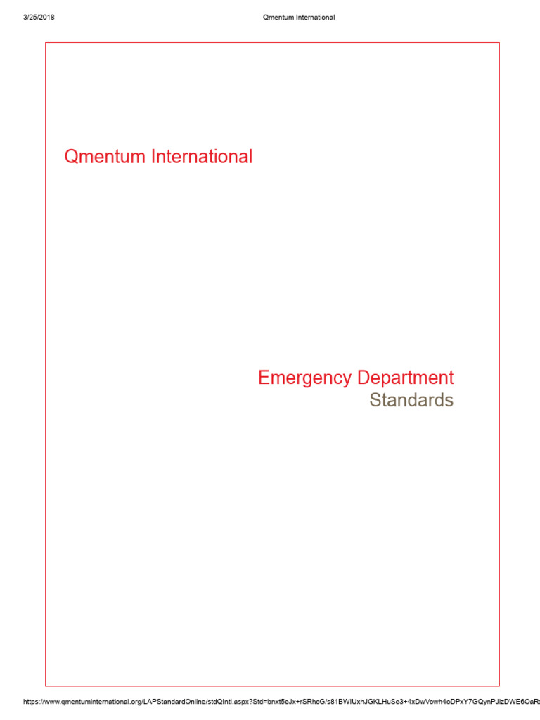 Emergency Department Standards Overview | PDF