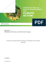 Actions and Opportunities of Finance Ministries in The Climate Agenda