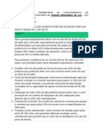 Relatório Dos Parâmetros de Funcionamento Do Equipamento Detentor de Diodos Fosforescentes