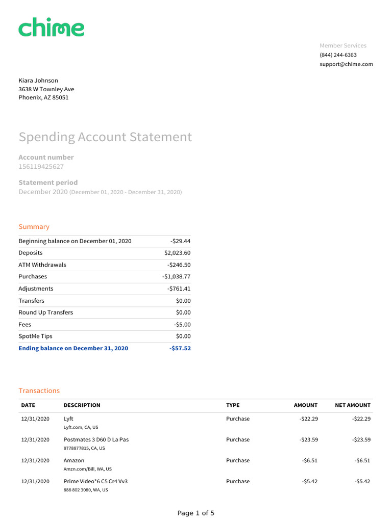 December 2020 Spending Statement | PDF