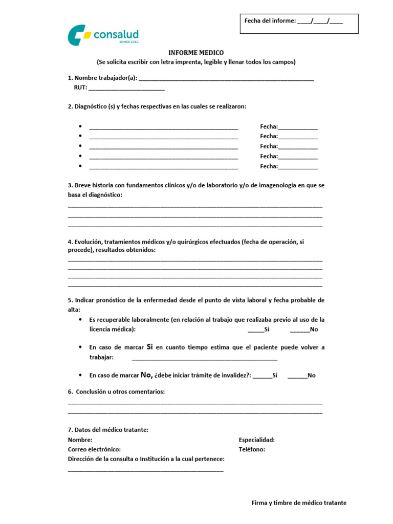 Informe Medico Protocolizado | PDF | Diagnostico medico | Causas de la ...