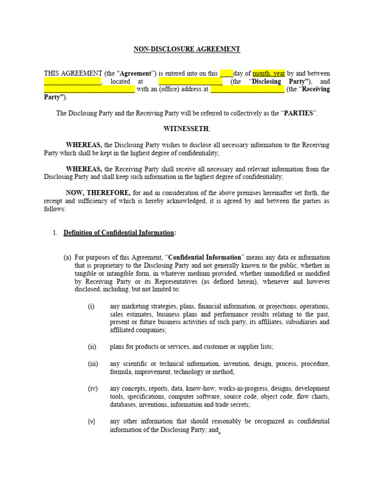 NDA Amended Template | PDF | Legal Remedy | Confidentiality