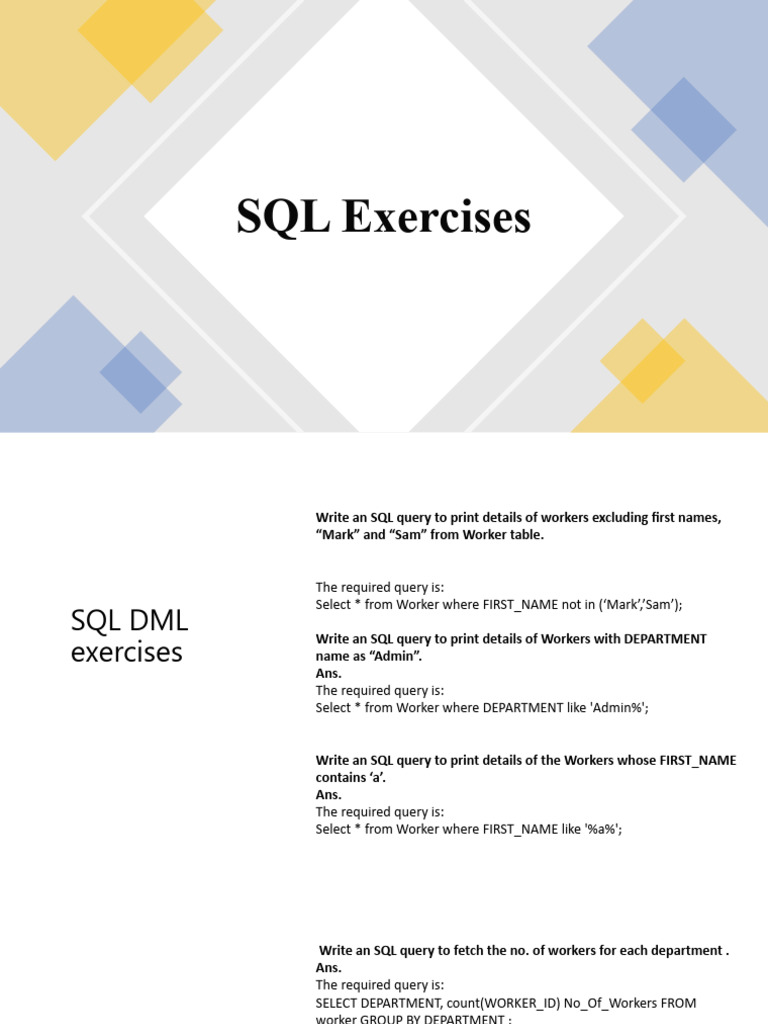 SQL Exercises | PDF