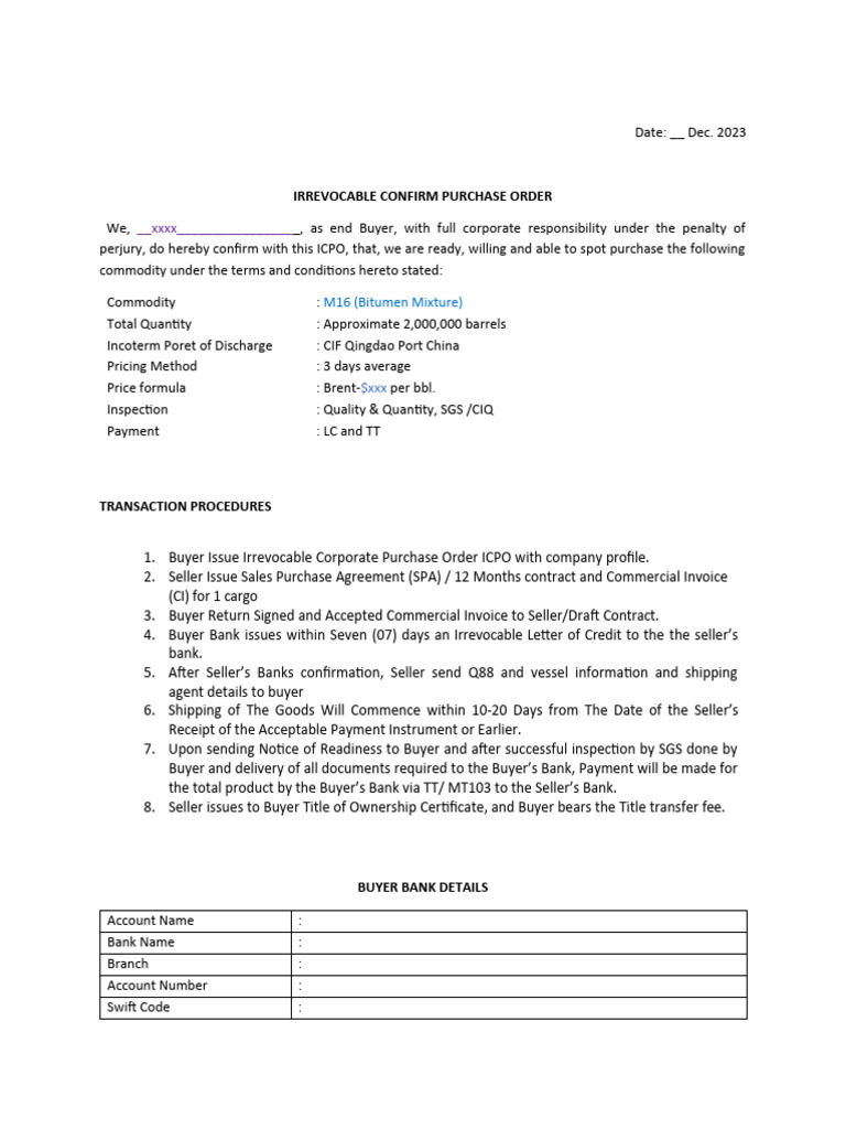 ICPO CIF Template | PDF