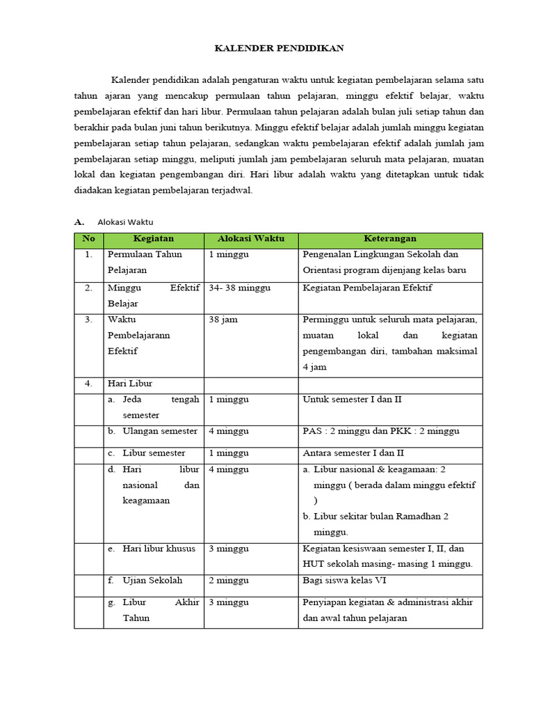 KALENDER PENDIDIKAN | PDF
