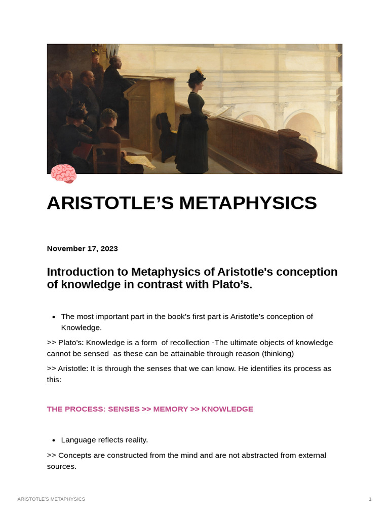 Aristotle S Metaphysics Class Notes Complete Pdf