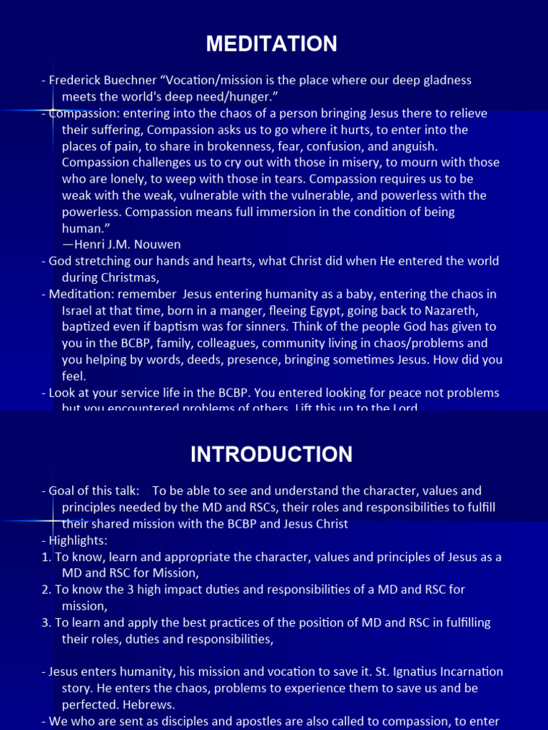 BCBP Mission and Values for Leaders | PDF | Jesus | Compassion