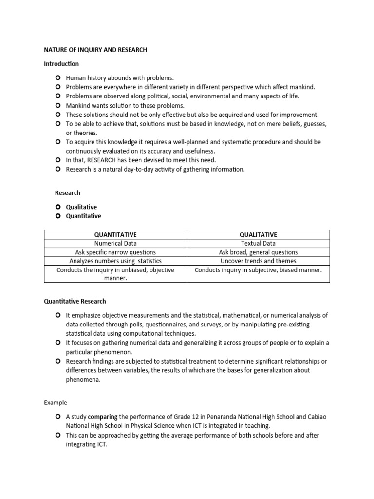 Nature of Inquiry and Research | PDF | Career & Growth | Computers