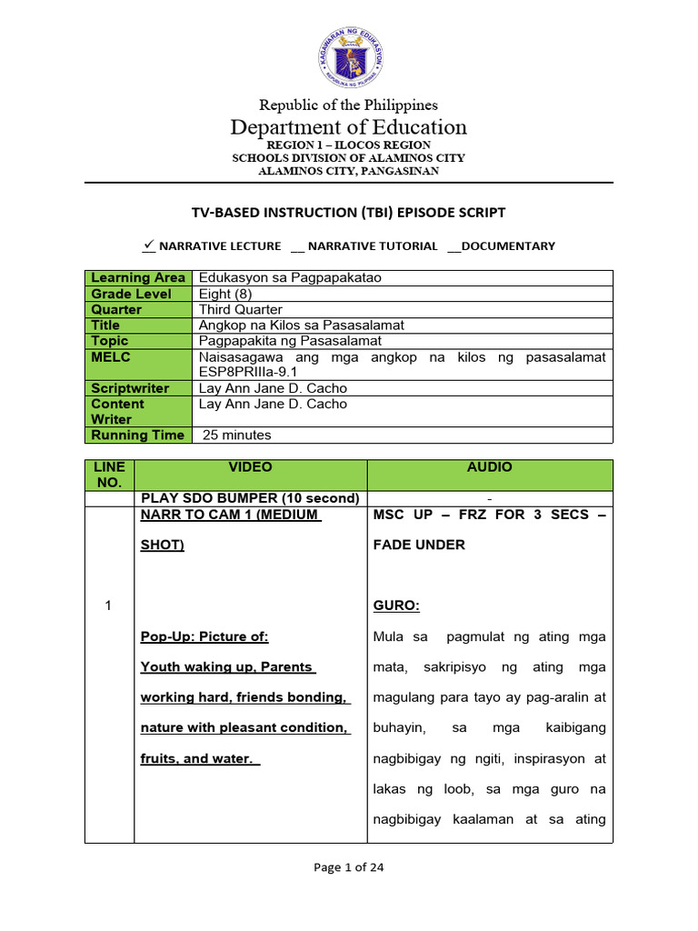 EsP 8 Script Alaminos Lay Ann Corrected Final | PDF