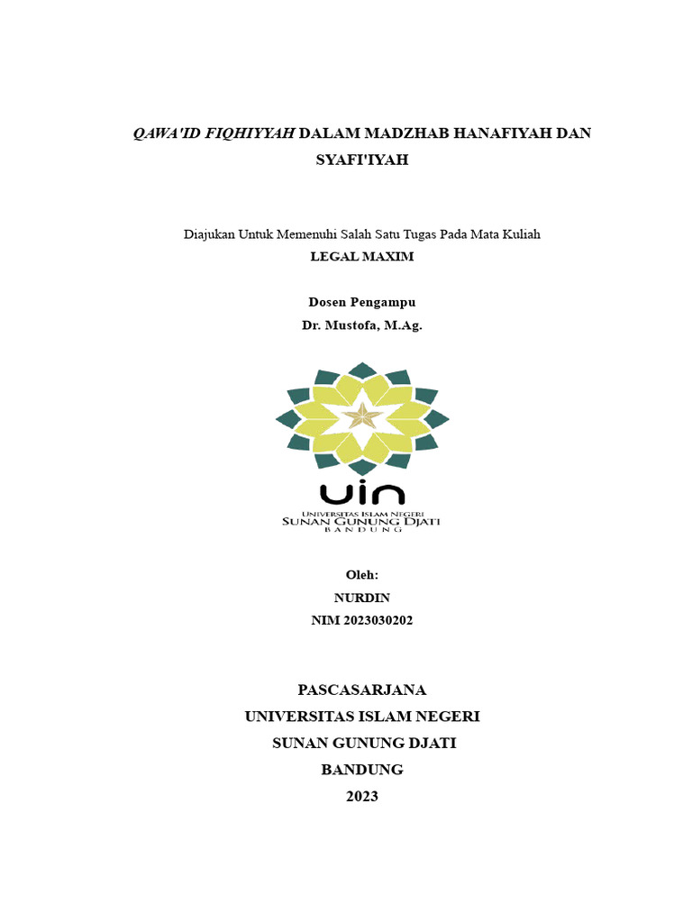 Qawaid Fiqhiyyah Hanafi Dan Syafi I Pdf Sharia Monotheistic Religions