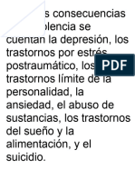 Entre Las Consecuencias de La Violencia Se Cuentan La Depresión