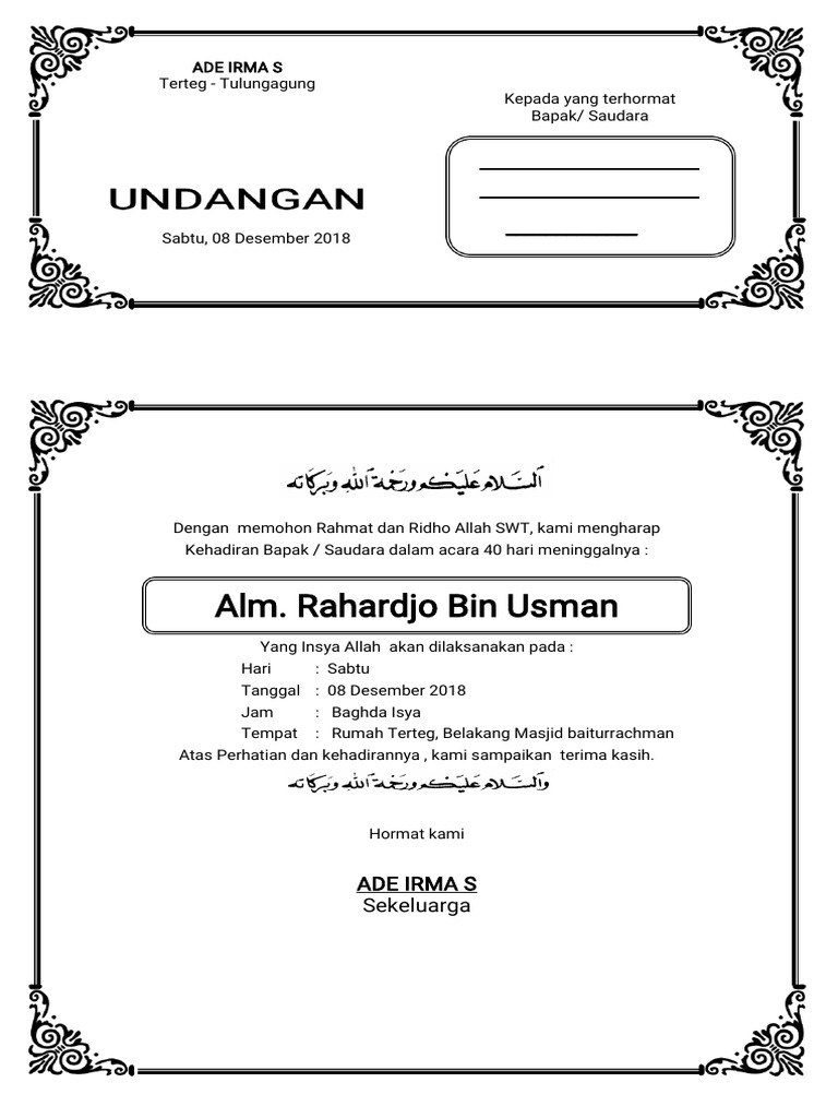 Contoh Undangan 7 HARI 1 | PDF