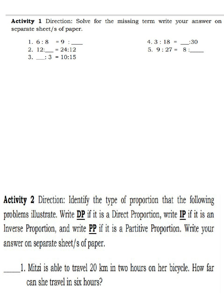Direct inverse partitive proportion pdf