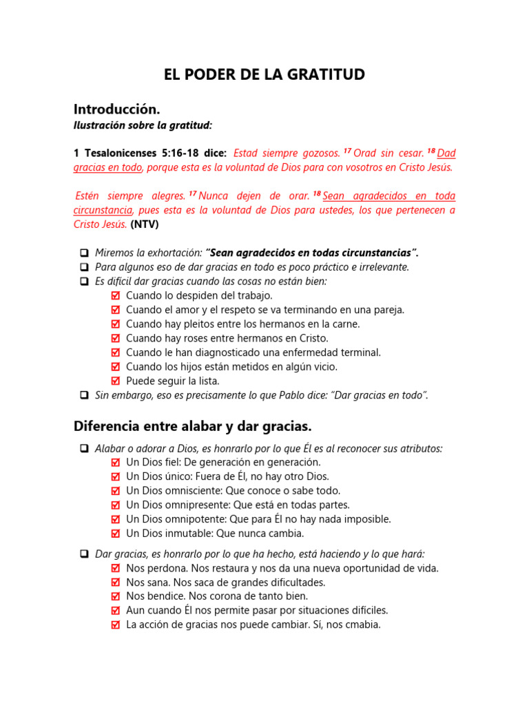 El Poder de La Gratitud | PDF | Dios | Cristo (título)