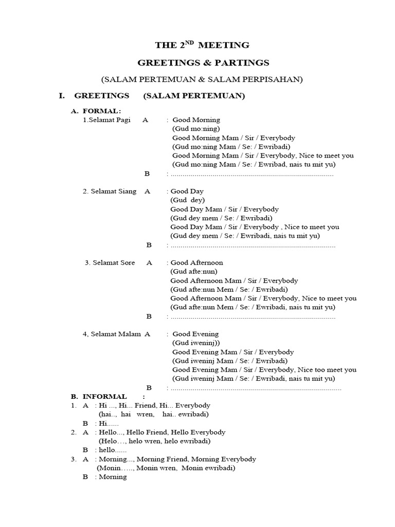 Greetings & Partings | PDF