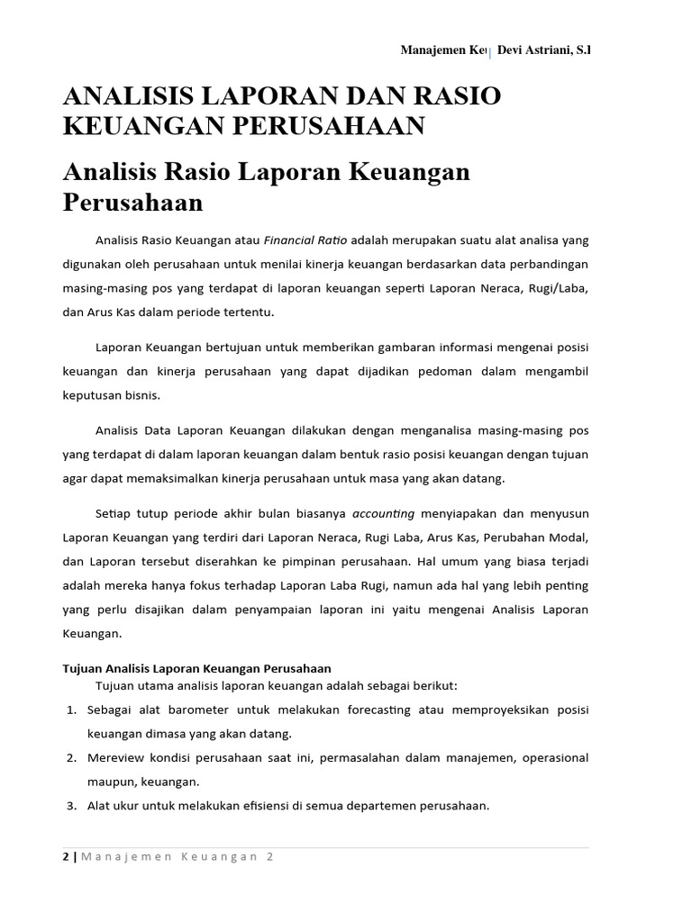 Analisis Rasio Keuangan Perusahaan Tbk | PDF | Pengelolaan Keuangan & Uang
