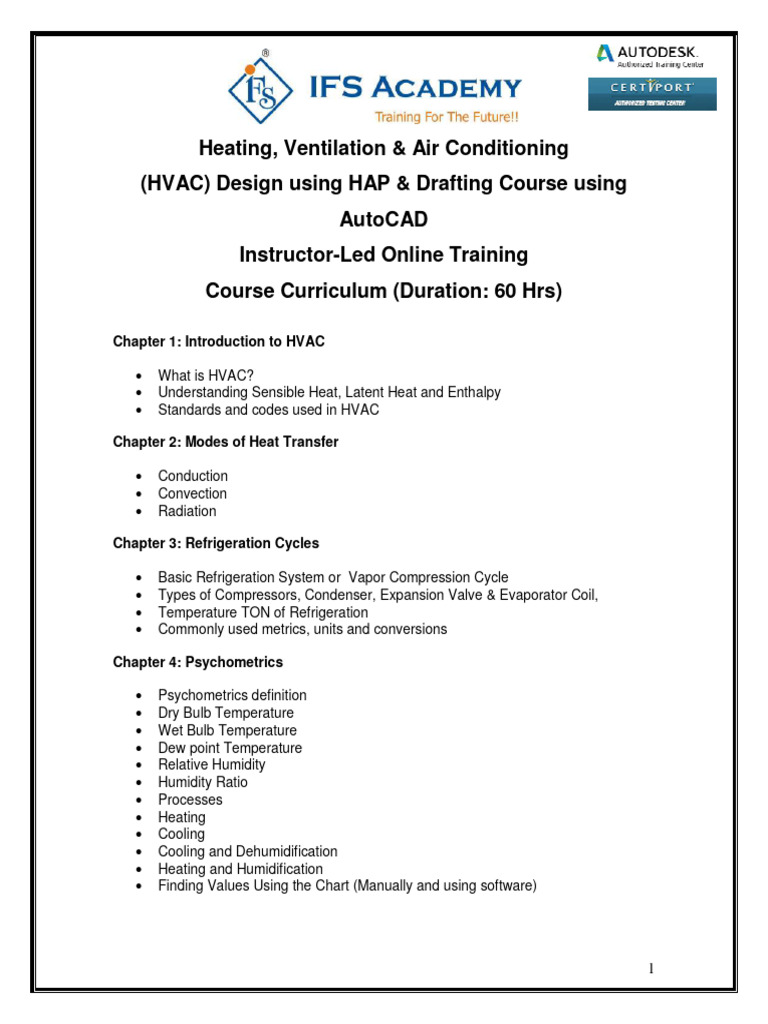 Hvac Design Using Hap Drafting Using Autocad Pdf Air Conditioning