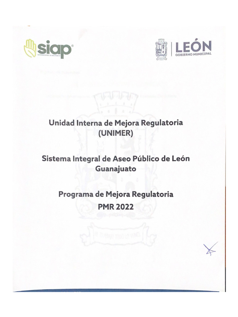 Programa de Mejora Regulatoria SIAP | PDF