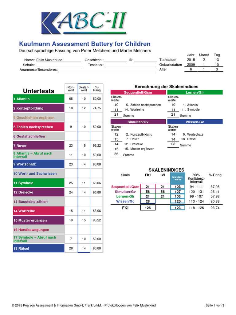Kaufman Assessment Battery For Children | PDF