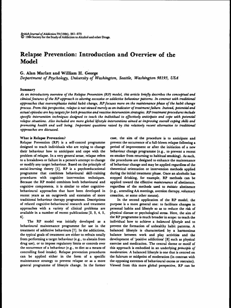 Relapse Prevention Pdf