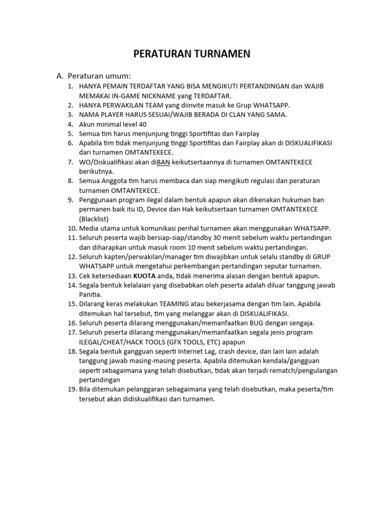 Rules Pubg Mobile Otk | PDF