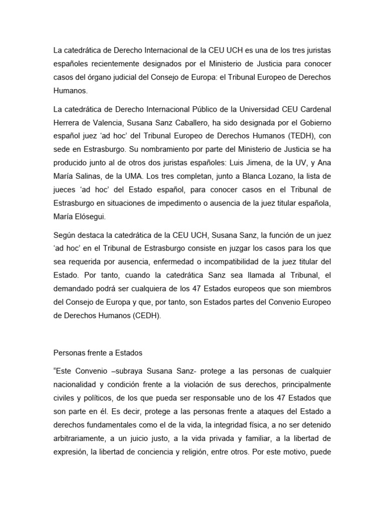 La catedr tica de derecho internacional de la ceu uch es una de los