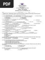 First Quarter Remedial Test in Science 10