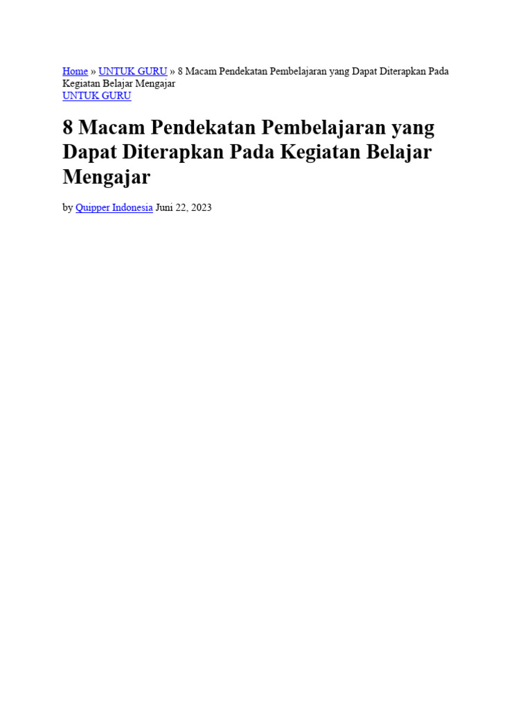 8 Pendekatan Pembelajaran Efektif | PDF | Karier & Perkembangan