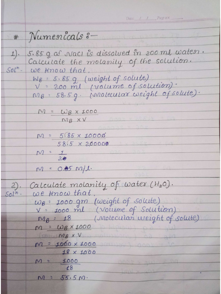 Molarity Numerical | PDF