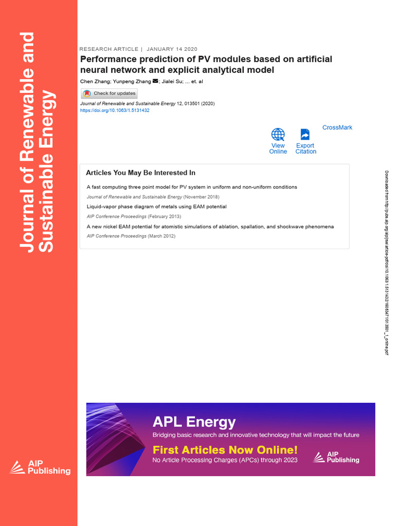 PV Module Performance Prediction Using ANN | PDF | Photovoltaics ...
