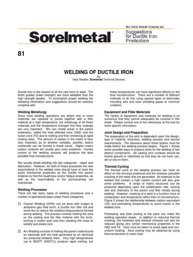Welding Of Ductile Iron Pdf
