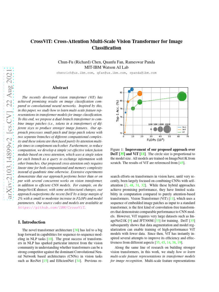 CrossViT: Multi-Scale Vision Transformer | PDF | Teaching Methods ...